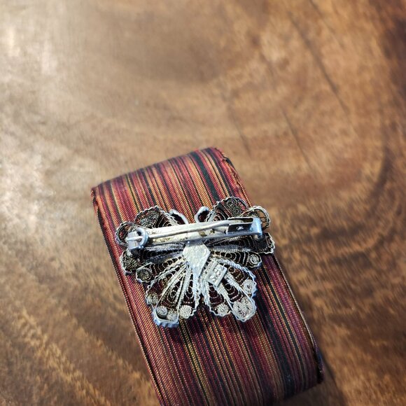 antique silver butterfly brooch filligre - Picture 3 of 4